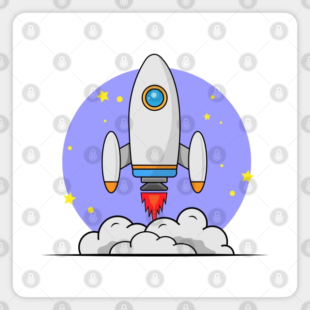 Rocket Launching Cartoon Magnet by dewarafoni